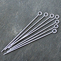 Brass Eyepin 38.1mm x 0.71mm, (1 1/2  INCH length), 0.71mm thickness (0.028")...21 Gauge, SILVER PLATED