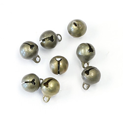 Brass Jingle Bell Charm with Loop Round 08mm Raw
