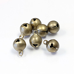 Brass Jingle Bell Charm with Loop Round 10mm Raw
