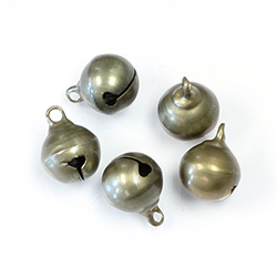 Brass Jingle Bell Charm with Loop Round 12mm Raw
