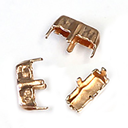 Brass Prong Setting - Closed Back - Baguette - 07x3mm - RAW BRASS (larger size range)