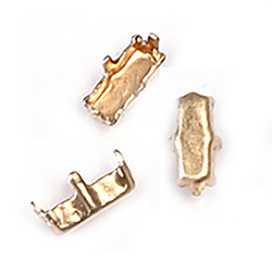 Brass Prong Setting - Closed Back - Baguette - 07x3mm - RAW BRASS (smaller size range)