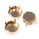 Brass Prong Setting - Closed Back - Square Antique 12mm - RAW BRASS