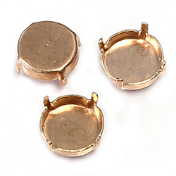 Brass Prong Setting - Closed Back - Round 12mm - (ss50) - RAW BRASS