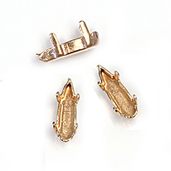 Brass Prong Setting - Closed Back - Drop - Raindrop 11x03mm - RAW BRASS