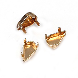 Brass Prong Setting - Closed Back - Pearshape 08x4.8mm - RAW BRASS