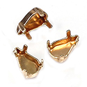 Brass Prong Setting - Closed Back - Pearshape 13x7.8mm - RAW BRASS