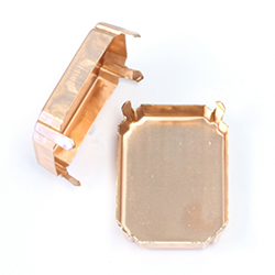 Brass Prong Setting - Closed Back - Octagon 40x30mm - RAW BRASS