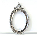 1928 Cast Metal Setting with 40x30MM Recess, open back with Single Loop Oval ANTIQUE SILVER