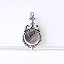 1928 Cast Metal Setting with approx 14MM Round Recess, closed back with Single Loop ANTIQUE SILVER