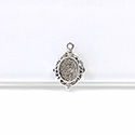 1928 Cast Metal Setting with approx 10x8MM Recess, closed back with 1 Loop Oval ANTIQUE SILVER