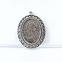 1928 Cast Metal Setting with approx 25x18MM Recess, closed back with Single Loop Oval ANTIQUE SILVER