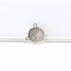 1928 Cast Metal Setting with approx 12MM Recess, closed back with 3 Loops Oval ANTIQUE SILVER