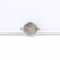 1928 Cast Metal Setting with approx 12MM Recess, closed back with 2 Loops Round ANTIQUE SILVER