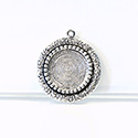 1928 Cast Metal Setting with approx 18MM Recess, closed back with Single Loop Round ANTIQUE SILVER