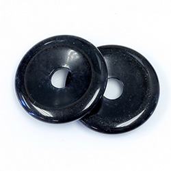 Gemstone Bead - Donut Round 35MM Dyed QUARTZ COL. 01 BLACK