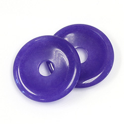 Gemstone Bead - Donut Round 35MM Dyed QUARTZ COL. 17 PURPLE