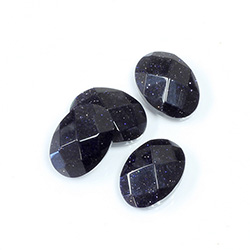 Man-made Flat Back Cabochon - Rauten Rose Oval 14x10MM BLUE GOLDSTONE