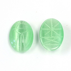 Fiber-Optic Flat Back Carved Scarab 18x13MM CAT'S EYE LT GREEN