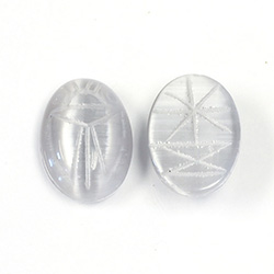 Fiber-Optic Flat Back Carved Scarab 18x13MM CAT'S EYE LT GREY