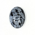 Gemstone Flat Back Carved Scarab 25x18MM SNOWFLAKE OBSIDIAN