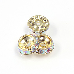 Czech Rhinestone Rondelle Shrag Rivoli Back Setting - Round 12MM outside w 08mm (ss38) Recess CRYSTAL AB-GOLD