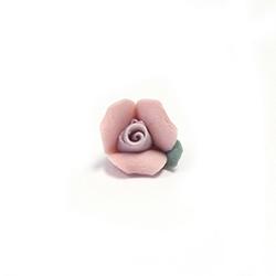 Ceramic Flat Back Flower - Rose 08MM PINK with PURPLE