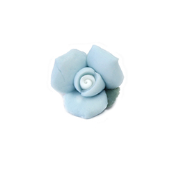 Ceramic Flat Back Flower - Rose 17MM BLUE with WHITE