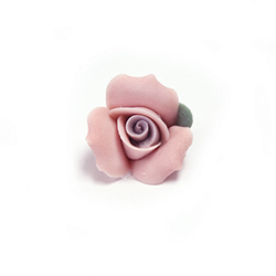 Ceramic Flat Back Flower - Rose 17MM PINK with PURPLE