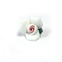 Ceramic Flat Back Flower - Rose 17MM WHITE with PINK