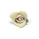 Ceramic Flat Back Flower - Rose 17MM YELLOW with PINK