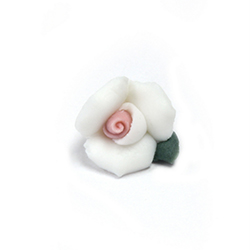 Ceramic Flat Back Flower - Rose 11MM WHITE with PINK