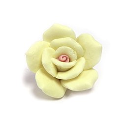 Ceramic Flat Back Flower - Rose 27MM YELLOW with PINK