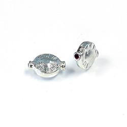 Metalized Plastic Engraved Bead - Fancy 15x12MM SILVER