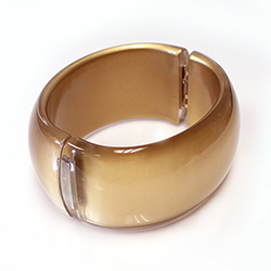 Acrylic Hinged Bangle - Round 32MM wide CRYSTAL with GOLD