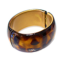 Acrylic Hinged Bangle - Round  32MM wide TORTOISE with GOLD