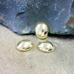 Plastic Flat Back Metalized Cabochon - Oval 12x10MM GOLD