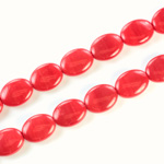 Czech Pressed Glass Bead - Flat Oval 12x9MM RED