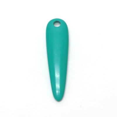 Plastic Pendant - Opaque Color Smooth Pear 46x12MM BRIGHT GREEN TURQUOISE