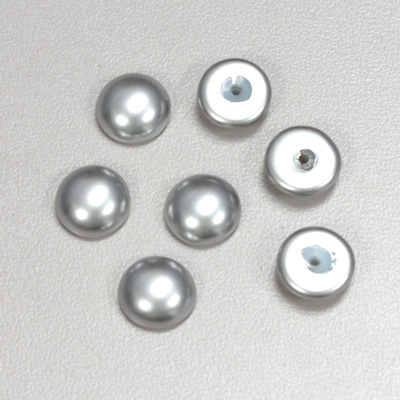 Glass Medium Dome Pearl Dipped Cabochon - Round 10MM LIGHT GREY