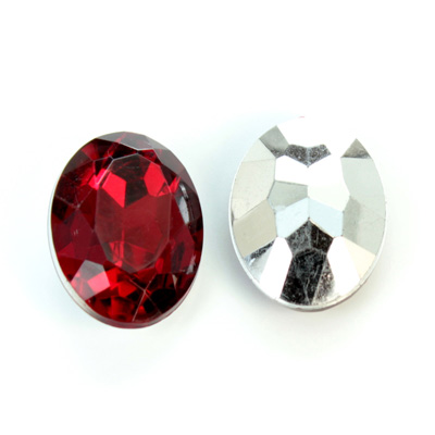 Plastic Point Back Foiled Stone - Oval 25x18MM RUBY