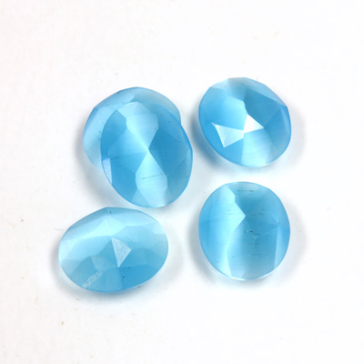 Fiber-Optic Flat Back Cabochon - Rauten Rose Oval 12x10MM CAT'S EYE AQUA