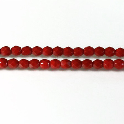 Czech Glass Fire Polish Bead - Round 04MM CHERRY RED