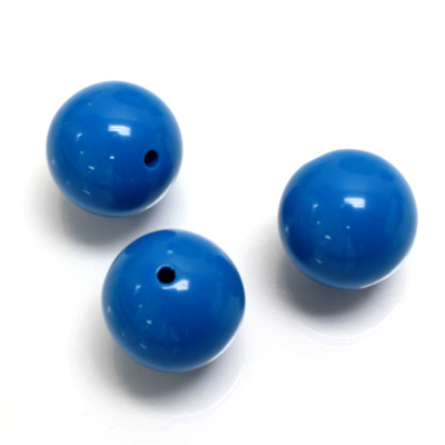 Plastic Bead - Opaque Color Smooth Round 16MM BRIGHT BLUE