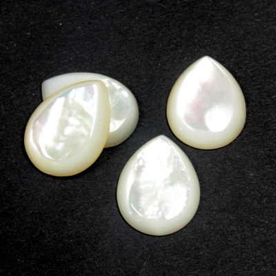 Shell Flat Back Cabochon - Pear 16x12MM WHITE MOP