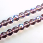 Czech Pressed Glass Bead - Smooth Round 08MM LT AMETHYST AB