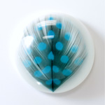 Plastic Flat Back Cabochon - Inlay Peacock Feather Round 45MM WHITE