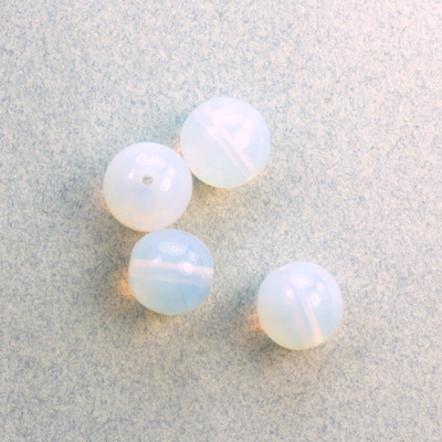 Czech Pressed Glass Bead - Smooth Round 10MM WHITE OPAL