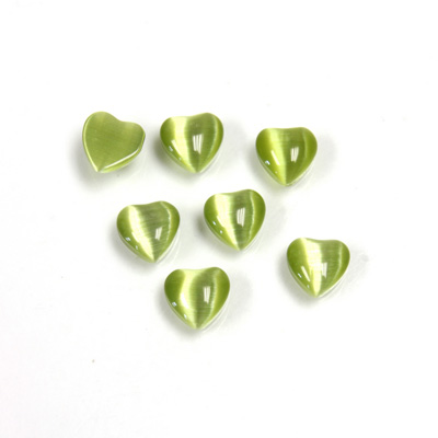 Fiber-Optic Cabochon - Heart 06MM CAT'S EYE OLIVE