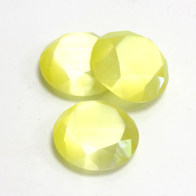 Fiber-Optic Flat Back Stone with Faceted Top and Table - Round 18MM CAT'S EYE YELLOW